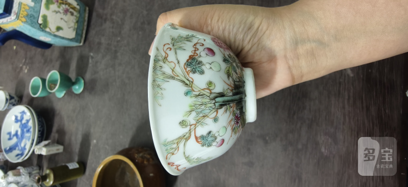 清 粉彩花卉纹杯 - 图2